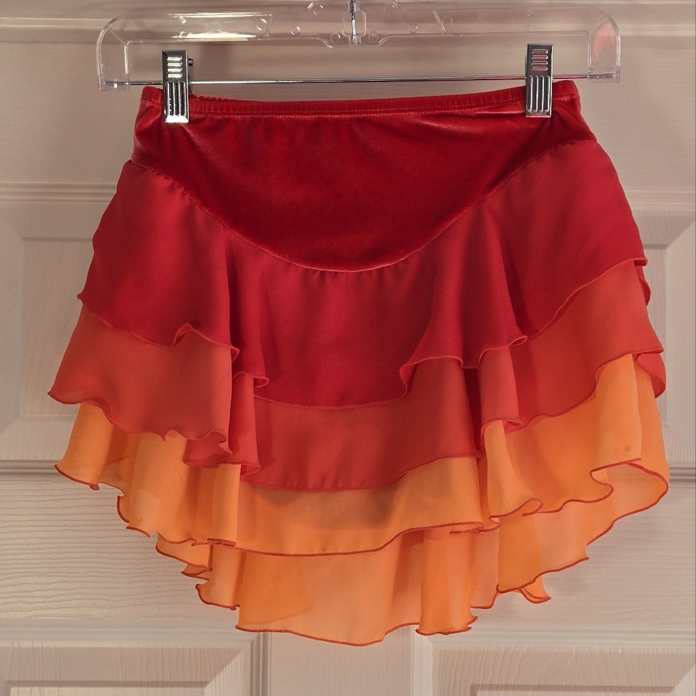 Jerry's Skating World‎ Ice Skating Practice Skirt Orange Tiered Women's Size S